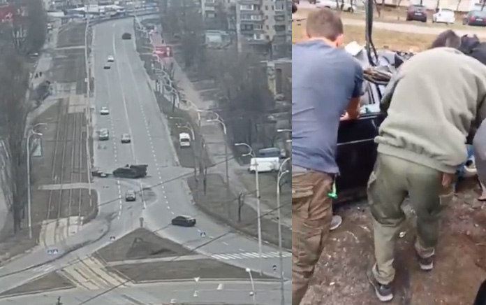 Russian Tank Crushes Civilian Car, Elderly Driver Miraculously Survives: REPORT