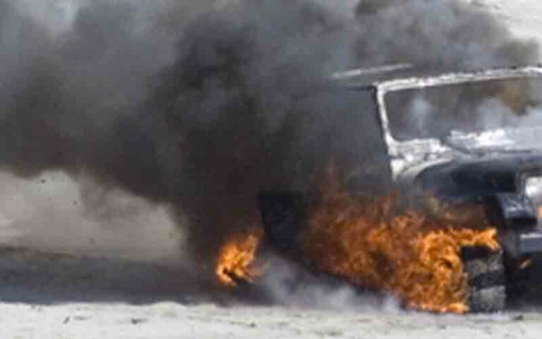 Suv bursts into flames after flight from border patrol agents - photo licensed by shore news network.