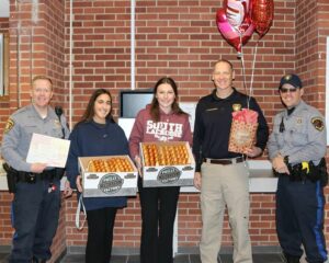 Toms river high school south students show valentine's day appreciation to police officers