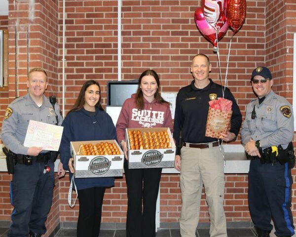 Toms River High School South Students show Valentine's Day appreciation to police officers