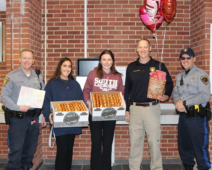 Toms River High School South Students show Valentine's Day appreciation to police officers