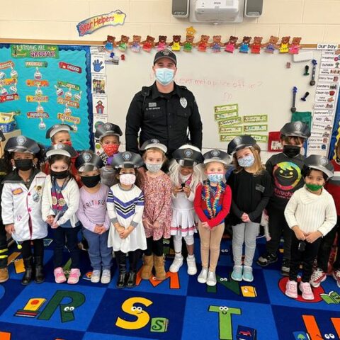 Egg harbor police department visits slaybaugh school to "read across america" - photo licensed by shore news network.