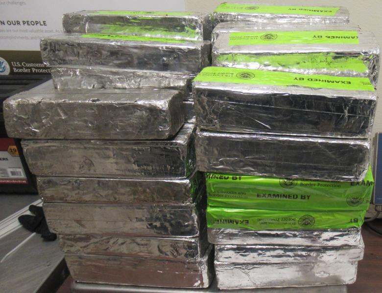 Packages containing more than 129 pounds of methamphetamine seized by CBP officers at Hidalgo International Bridge.