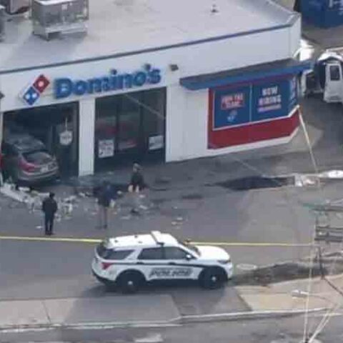Driver smashes into dominos restaurant in pemberton - photo licensed by shore news network.