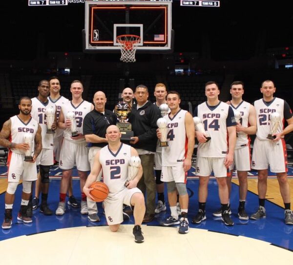 Suffolk County Police Basketball Team Defeats Nassau County in Charity Game at Coliseum Suffolk County Police Basketball Team Defeats Nassau County in Charity Game at Coliseum