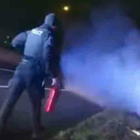 Montgomery county police rescue driver from burning vehicle - photo licensed by shore news network.