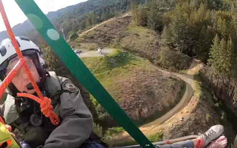 Sonoma sheriff's office uses helicopter to rescue distressed elderly patient after falling into ravine - photo licensed by shore news network.