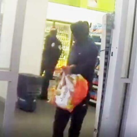 Shoplifter attacked duane reade security guard with hypodermic needle, caught on video - photo licensed by shore news network.