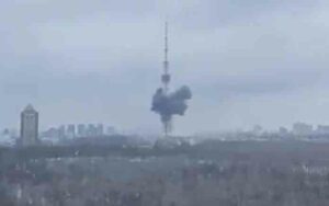 Tv tower over thousand feet tall explodes after russia warns of missile strikes