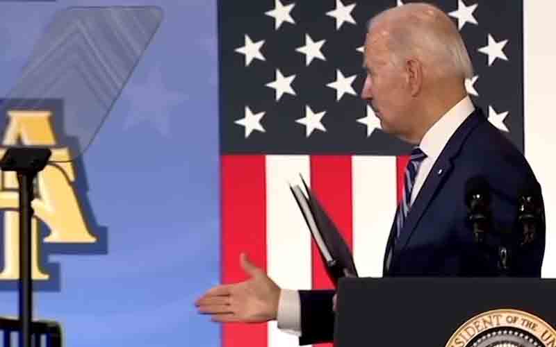 President Joe Biden Appears to Shake Hands with Thin Air After Economic Speech