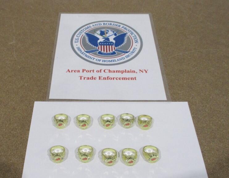 Counterfeit NHL 1936 Detroit Red Wings Stanley Cup rings seized at the Port of Champlain, N.Y.