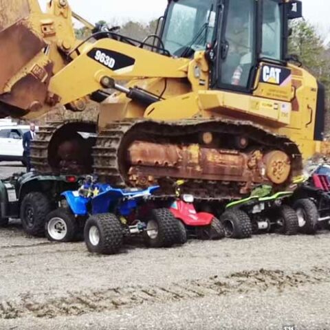 Long island police crush atvs in show of force against illegal riding in the streets - photo licensed by shore news network.