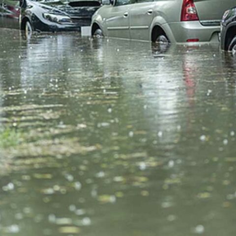 Driver rescued by yardley-makefield firefighters in flood water - photo licensed by shore news network.