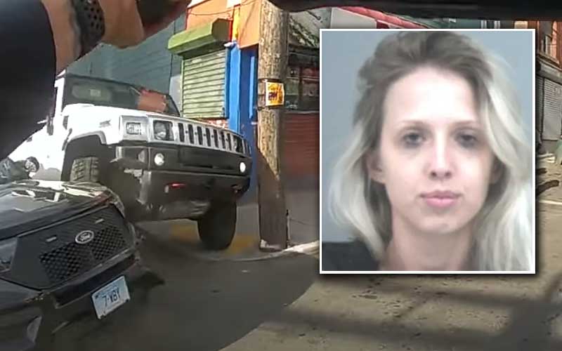 Watch: Woman In Hummer Crashes Through 8 Police Cars in Failed Escape Attempt