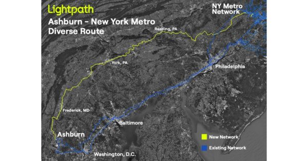 Lightpath Announces New 300-Mile Diverse Route Between Ashburn, VA and New York Metro