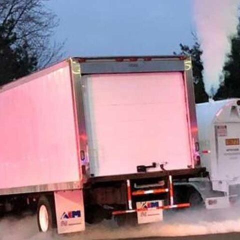 Tractor trailer vents liquid nitrogen load in wawa parking lot - photo licensed by shore news network.