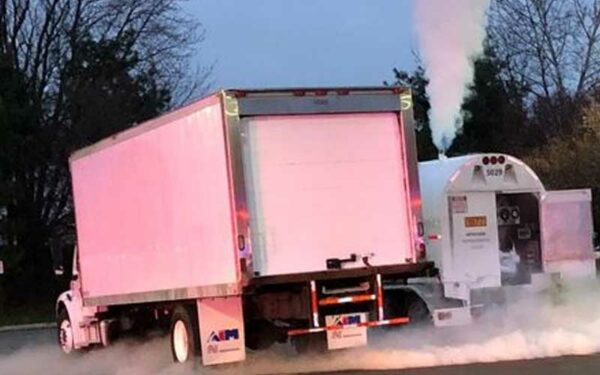 Tractor Trailer Vents Liquid Nitrogen Load in Wawa Parking Lot