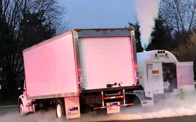 Tractor Trailer Vents Liquid Nitrogen Load in Wawa Parking Lot