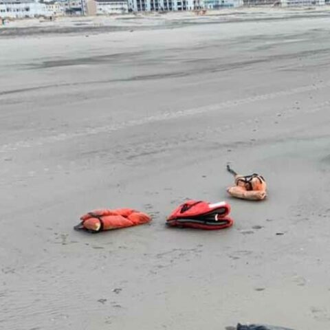 Sunken boat found after debris washed up on wildwood beach - photo licensed by shore news network.