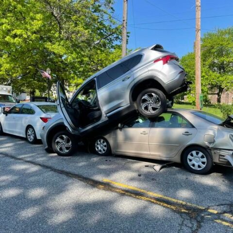 How did that happen? Police investigating crash, luckily there were no injuries - photo licensed by shore news network.