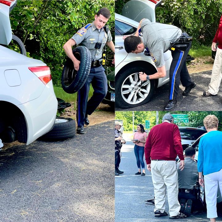 Connecticut State Police Officer Delivers Roadside Service to Elderly Couple