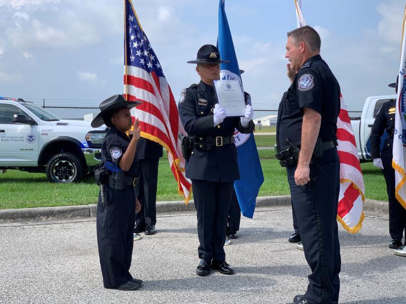 CBP Swears in 10-year-old Officer Devarjaye Daniel gets sworn in with CBP