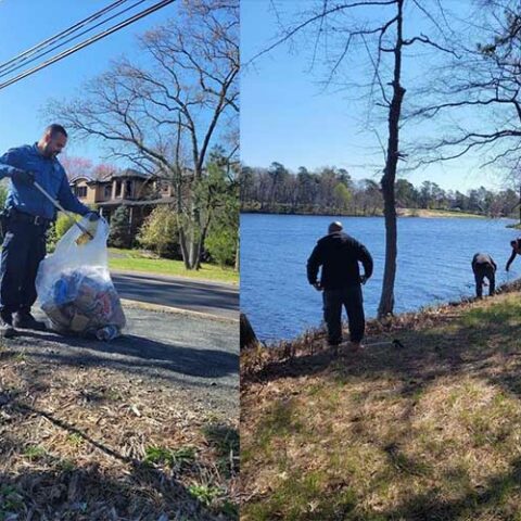 Ocean county corrections pba 258 helps to clean up lake carasaljo for summer - photo licensed by shore news network.