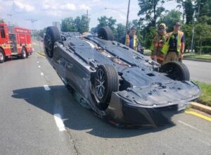 Driver escapes injury in rockville roll over crash