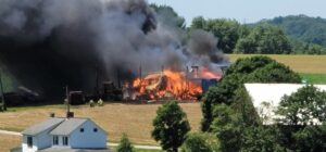 Harford county barn completely destroyed in massive blaze, arson suspected