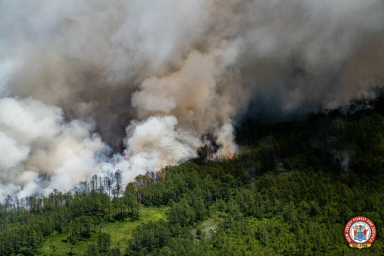 Photos: south jersey forest fire burns 13,500 acres, state says 95% contained - photo licensed by shore news network.