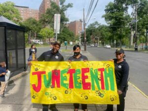 Newark police officers join residents in celebration of juneteenth