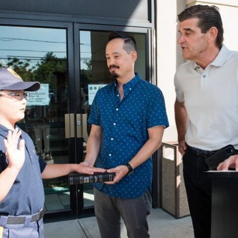 10-year-old sworn in as fort lee police chief for a day - photo licensed by shore news network.