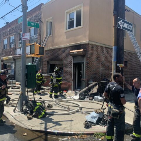 Four firefighters injured battling brooklyn three alarm fire - photo licensed by shore news network.