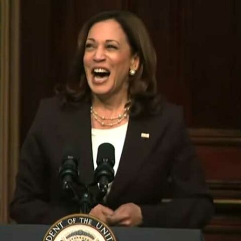 Kamala harris busts out laughing while talking about droughts and wildfires - photo licensed by shore news network.