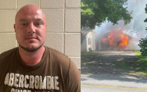 Man charged for starting rising sun garage fire