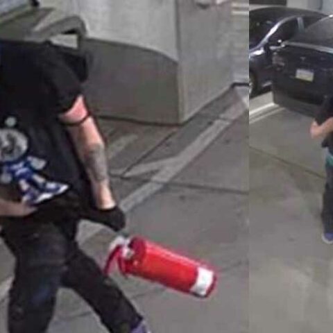 16 cars damaged after suspect breaks out windows with fire extinguisher at parking garage - photo licensed by shore news network.