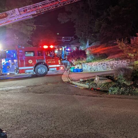 Weekend fire destroys backyard deck in clarkstown - photo licensed by shore news network.