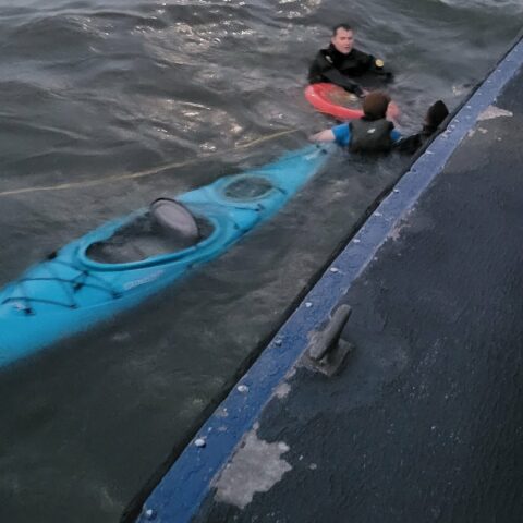 Nypd rescues kayaker from water - photo licensed by shore news network.