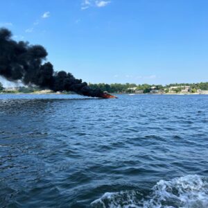 Boat explodes, burns in long island sound five people ejected - photo licensed by shore news network.