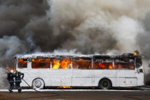 Electric bus fleet touted by dems taken out of service after one burned up in battery fire