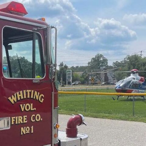 Victim trapped in shed collapse airlifted after being rescued by firefighters - photo licensed by shore news network.