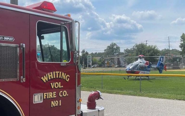 Victim trapped in shed collapse airlifted after being rescued by firefighters - photo licensed by shore news network.