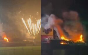 Fire breaks out at jersey shore baseball stadium during fourth of july fireworks show