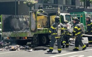 New york city firefighters respond to vehicle fire in manhattan