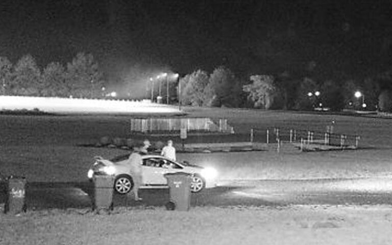 Evesham police seeking to identified vandals who burned park trash can - photo licensed by shore news network.