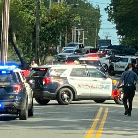 Jackson police respond to overturned vehicle crash on cross street near lakewood - photo licensed by shore news network.