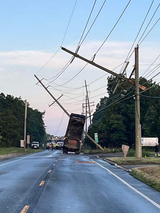 Dump Truck Takes Out Utility Poles, Snarling Morning Commute in Monroe Township