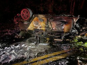 Four fleeing suspects arrested after fiery crash