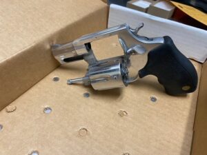 Illegal handgun seized during call for suspicious vehicle in hospital parking lot