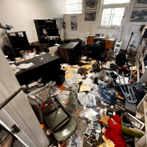 Vandals under 11 years old trash community artist business in utica - photo licensed by shore news network.